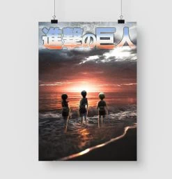 Poster SNK Eren Mikasa Et Armin