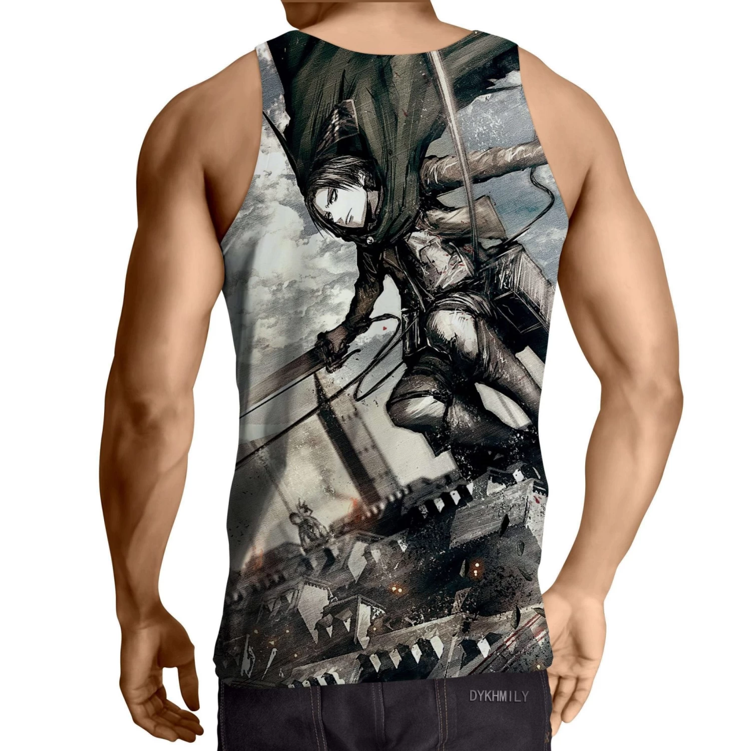 Débardeur 3D All Over Attack On Titans Levi Rivaille Attack – Image 2