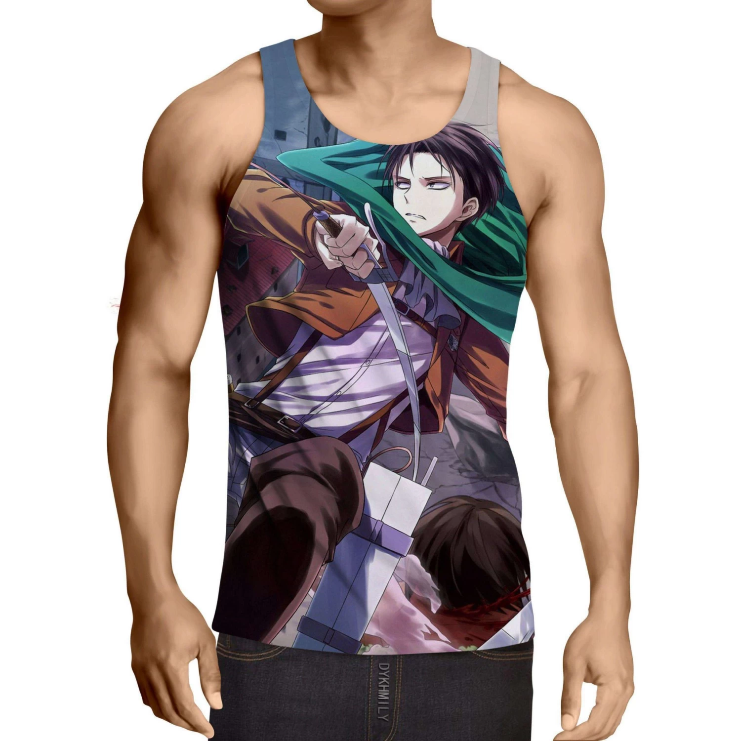 Débardeur 3D All Over Attack On Titans Levi Rivaille Fight