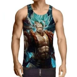 Débardeur 3D All Over Dragon Ball Super Blue Gogeta