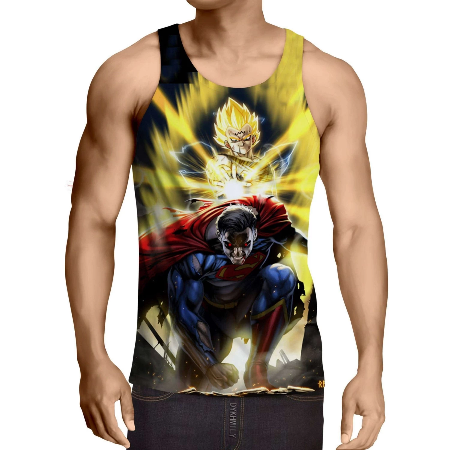 Débardeur 3D All Over Dragon Ball Z Majin Vegeta Vs Superman