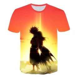 T Shirt Fairy Tail Natsu Et Lucy Coucher De Soleil