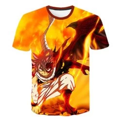 T Shirt Fairy Tail Natsu En Flammes